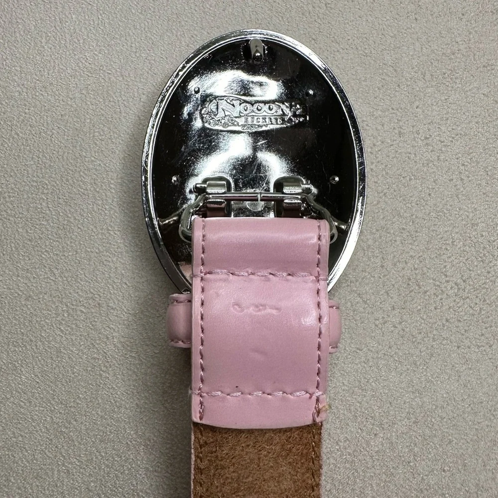Nocona Cowgirls Rule Rhinestone Pink Western Leather Belt Girl’s Size 24